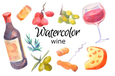 Wine watercolor clip art