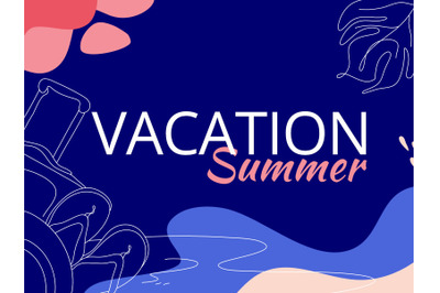 Summer Vacation Flat Illustration abstract background line art