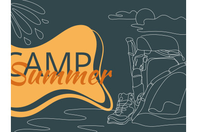 Summer Camp Flat Illustration abstract background line art