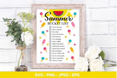 Summer bucket list SVG. Seasonal planner. Funny things to do