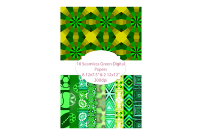 10 Seamless Green Digital Patterns