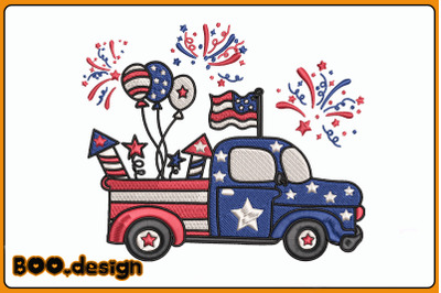 4th Of July Fireworks Truck Embroidery