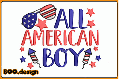 All American Boy 4th Of July Embroidery