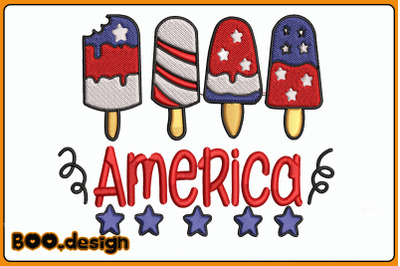 American Flag Ice Cream Embroidery