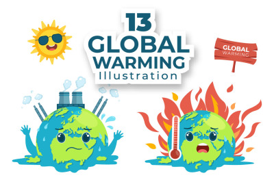 13 Global Warming Cartoon Illustration