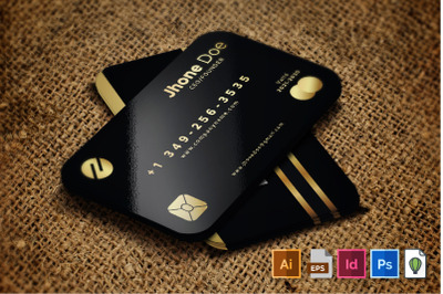 Credit Card Style Golden Black Business Card