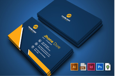 Creative Modern Blue And Yellow Business Card