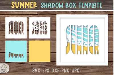 Summer shadow box svg file 3d layered papercut template svg dxf