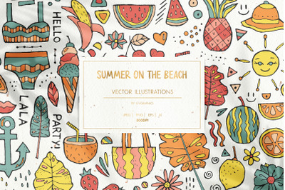 Summer On The Beach Vector Illustrations