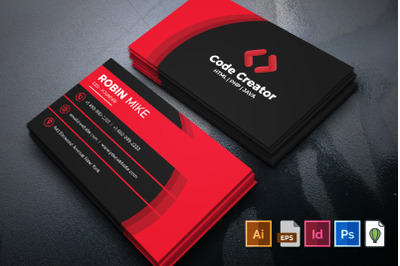 Stylish Red And Black Business Card