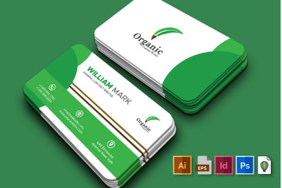 Stylish Green And White Business Card