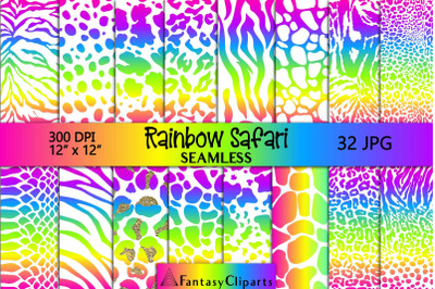 Neon Animal Print | Rainbow Safari Seamless Digital Paper