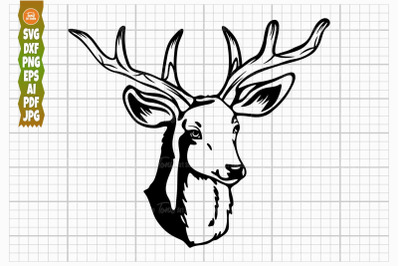 Deer Head Svg, Deer Hunting SVG PNG DXF, Deer Silhouette, Deer Clipart