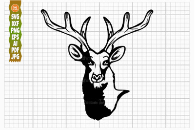 Deer Head SVG PNG DXF, Deer Silhouette, Deer Hunting Svg, Deer Clipart