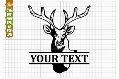 Deer Split Monogram, Deer Head Svg, Hunting Svg