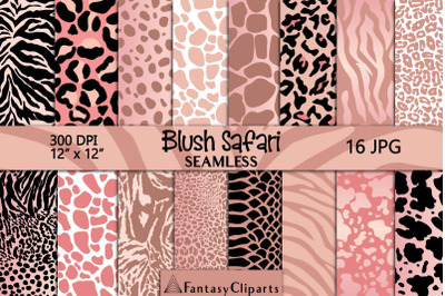 Blush Safari Animal Print Digital Paper | Rose Gold Cheetah