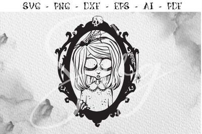 Gothic svg, Creepy girl portrait SVG