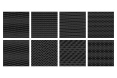 Perforated metal texture. Black metallic grid, dark steel plate with d