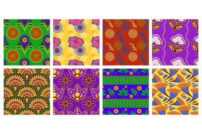 African wax pattern. Seamless ethnic floral ornament, fashion fa