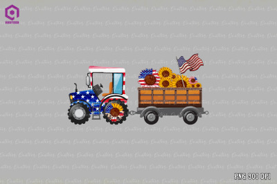 Tractor Carrying Sunflower 4th of July