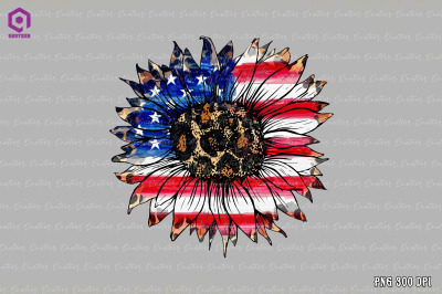 Patriotic Leopard Sunflower 4th of July