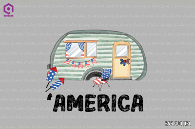 Merica  Camper 4th Of July Sublimation