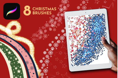 Christmas Procreate brushes, winter stamps, xmas holidays