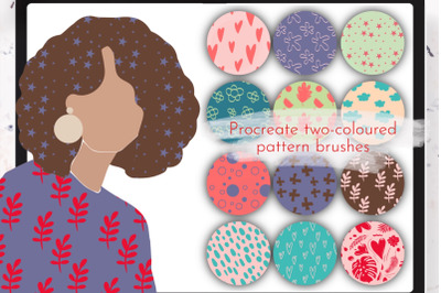 Procreate brushes double textured, botanical ipad stamps