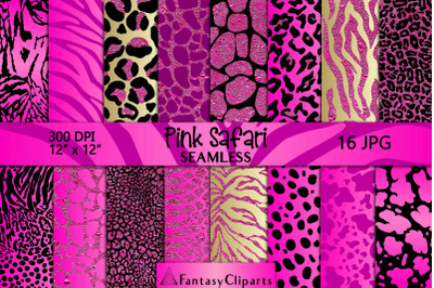 Hot Pink Safari Animal Print Seamless Digital Paper