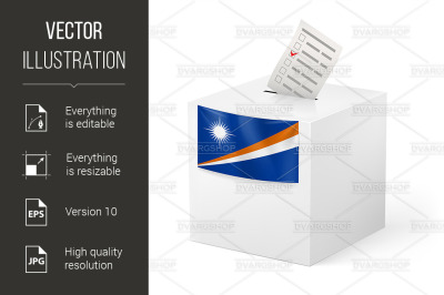 Ballot box with voting paper. Marshall Islands