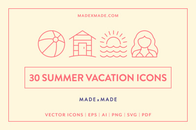 Summer Vacation Line Icons