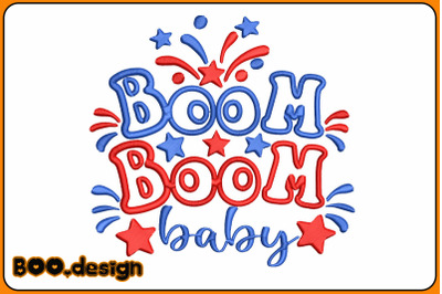 4th Of July Boom Boom Baby Embroidery