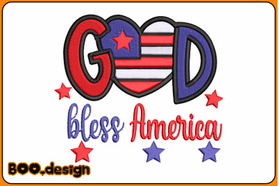 God Bless America Embroidery