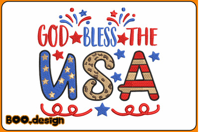 God Bless The USA Embroidery