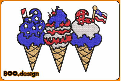 Patriotic Ice Cream Embroidery