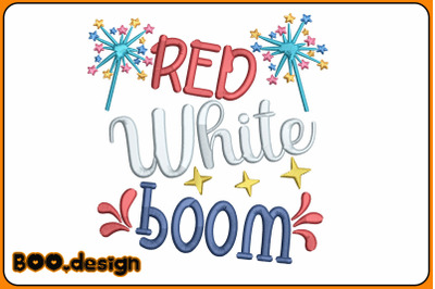 Red White Boom Embroidery