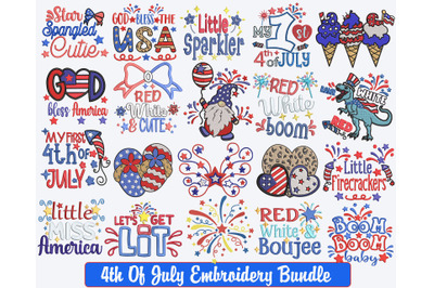4th Of July Embroidery Bundle