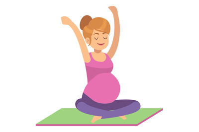 Pregnant woman doing yoga exercise. Healthy lifestyle