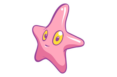 Starfish character. Cute cartoon sea animal. Summer beach symbol