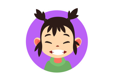 Asian girl web avatar. Cute kid user picture