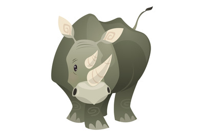 Rhino character. Big safari rhinoceros. Wild animal