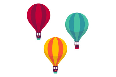 Hot air balloons. Colorful flying transport. Air travel symbol