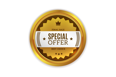 Special offer label with royal crown symbol. Quality badge