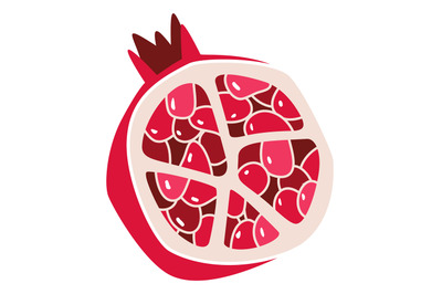 Half pomegranate icon. Red juicy seed fruit