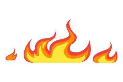 Cartoon fire border. Horizontal flame. Burning ground