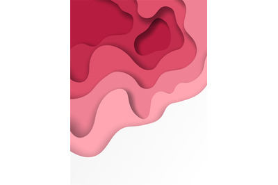 Red paper carving shapes. Abstract cutout background