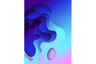 Neon paper cut background. Abstract gradient template