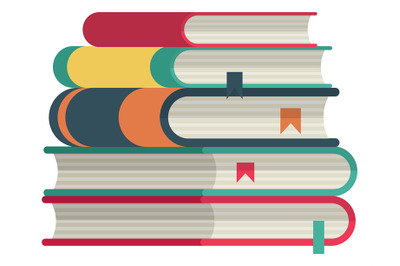 Book stack icon. Library pile. Study symbol