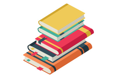 Stack of books icon. Colorful hardcovers. Reading symbol