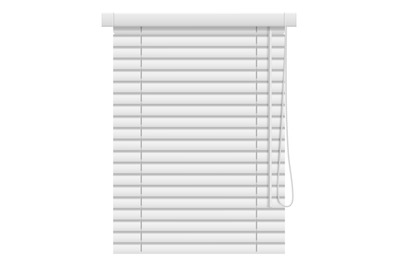 Venetian sun shades. White window covering mockup